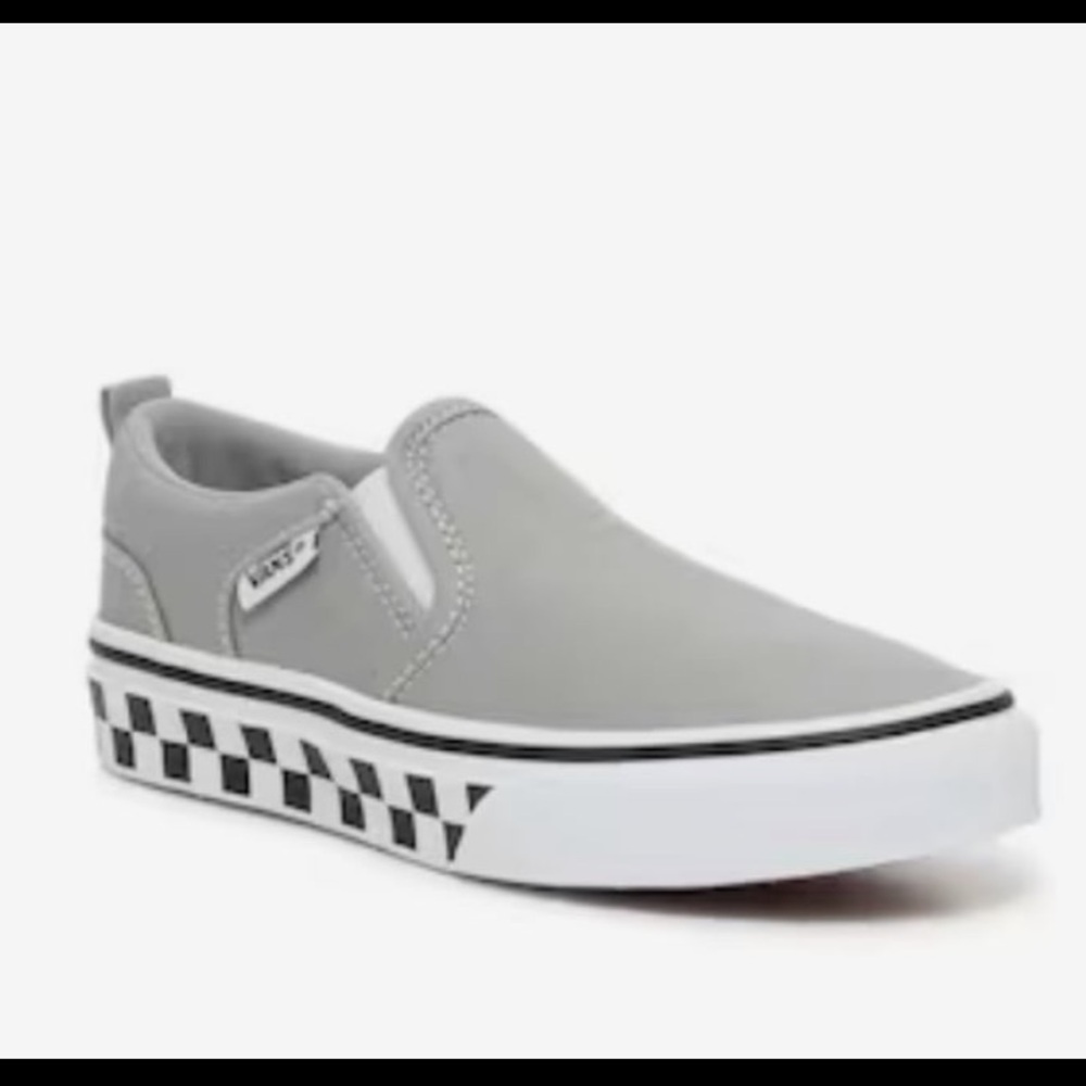 Vans Gray Asher size 2y Checkerboard Side Wall Sneakers